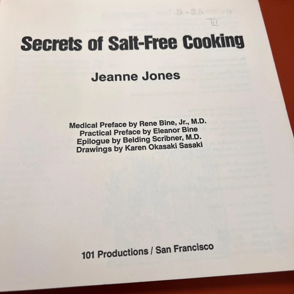 Secrets of Salt-Free Cooking,‎ by Jeanne Jones Vintage Cookbook Soft Cover